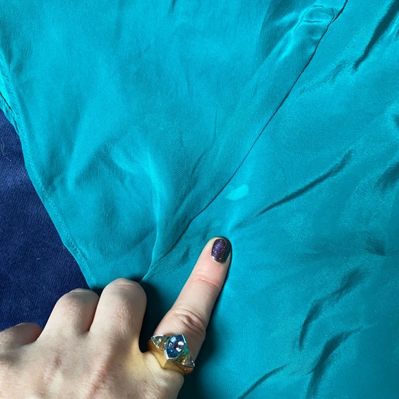 Make Offers - Amanda Uprichard Teal Silk Dress size Large 🩵 - Picture 6 of 9